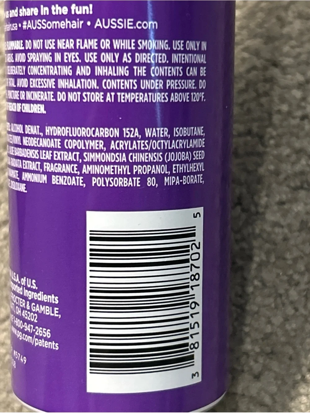 X3 Aussie Instant Freeze Hairspray Jojoba Oil Australian Sea Kelp Max Hold 7oz